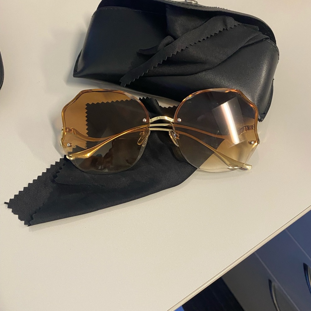 Light Brown and gold Octagon shaped eye ware